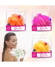 Majestique Large 70g Loofah Sponge, Body Scrubber, Bath Sponge, Loofah Body Wash Shower Pouf -Pack of 3