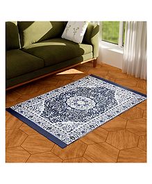 Kuber Industries Carpet  Velvet Flower Design Carpet  Super Soft Area Rugs  Carpet for Living room  Comfortable Prayer Mat  Carpet for Hall  4.5x3 Feet  Blue