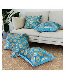 Kuber Industries Cushion Cover  Pillow Covers for Sofa  Throw Cushion Cover  Polyester Cushion Covers  Banarasi Gola Cushion Covers  Set of 5    Firozi