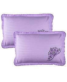 Kuber Industries Pillow Cover  Cotton Pillow Cover Set  Cushion Pillow Cover Set  Pillow Cover Set for Bedroom  Lining Embroidery Pillow Cover Set  2 Piece Set  Purple