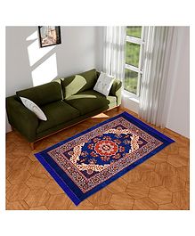 Kuber Industries Carpet  Velvet Carpet-Rug for Home Décor  Carpet Rug for Bedroom  Carpet for Living Room  Prayer-Yoga Mat  Carpet for Hall  4x6 Ft  Blue