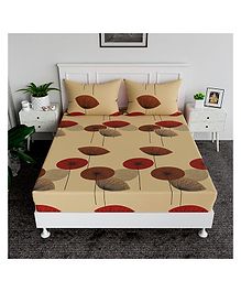 Kuber Industries Double Bedsheet  Bedsheet for Double Bed  Double Bedsheet with 2 Pillow Covers  Cotton Double Bed Sheet Set  Flower Bedsheet  90x100  Cream & Maroon