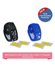 Safe-O-Kid  Mosquito Repellent Bands Reusable Ayurvedic & Natural with 4 refills Sugartown & Space - Blue & Black