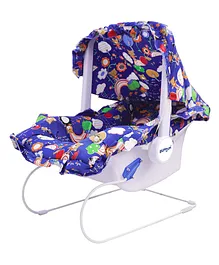 BUMTUM Baby Carry Cot & Rocking Chair with Adjustable Handle| 3-Point Safety Lap Belt | Double Cushioned Washable Seats & Large Canopy for Babies (Blue)