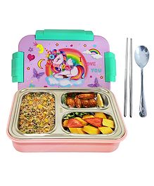 FunBlast Unicorn Theme Insulated Bento Lunch Box with Spoon & Chopstick