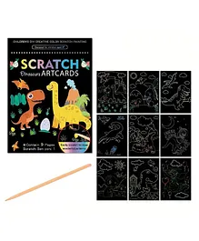 FunBlast Scratch Painting Art Cards with Stylus (Dinosaur)