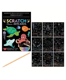 FunBlast Scratch Painting Art Cards with Stylus (Sea Animal)