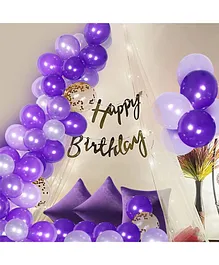 Surprise Decor Net, Latex, Cardstock Purple Birthday Decoration Items - 26 Pcs, Happy Birthday Decoration For Girls|Cabana Tent For Birthday Decoration Items For Women, Girl|Canopy Tent|Balloons, Lights
