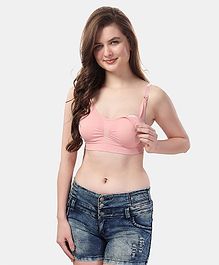 Fabme Cotton Sleeveless Solid Padded Maternity Nursing Bra - Pink