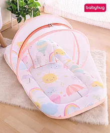 Babyhug Mattress Set With Mosquito Net
                        Sunny Day Theme - White