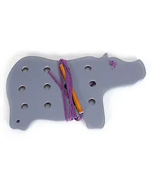 Alpaks Lacing Hippopotamus Shape Wooden Animal Toy (Lace Color May Vary)