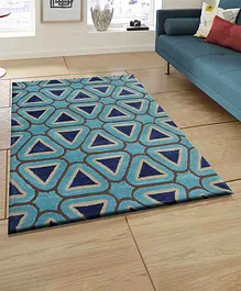 Presto Bazaar Geometric Blue Polyester Carpet