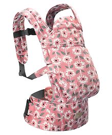 Polka Tots Peach Hugsy Abstract Floral Printed Adjustable Baby Carrier For New-Born to Toddler