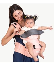 Polka Tots 6 in 1 Baby Carrier with Detachable Hip Seat, Ergonomic Convertible , Adjustable Soft Kangaroo Waistbelt for 3 to 36 Months - Peach