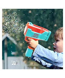 VGRASSP Electric Rechargeable Bubble Maker Musical Gatling Gun Toy For Kids With Cool Lights and Music - Indoor And Outdoor Toy With One Click Bubble Launch - Color As Per Stock