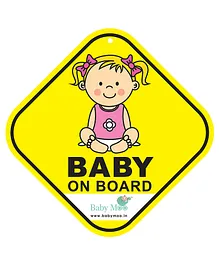 Baby Moo Infant Car Safety Sign Board With Vacuum Suction Cup Clip - Yellow