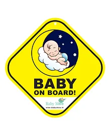 Baby Moo Snoozing Angel Car Sign With Vacuum Suction Cup Clip - Yellow