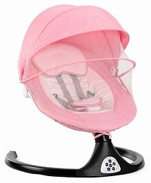 Automatic Electric Swing with Adjustable Swing Speed & Soothing Music with Mosquito Net & Safety Belt - Pink