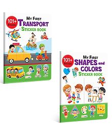 My First Transport and Shapes & Colors Sticker Book with 101+ Stickers | Combo of 2 sticker books | kids activity book, Sticker Learning for kids.