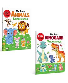 My First Animals and Dinosaur Sticker Book with 101+ Stickers | Combo of 2 sticker book | Activity Book for Children, kids activity book.