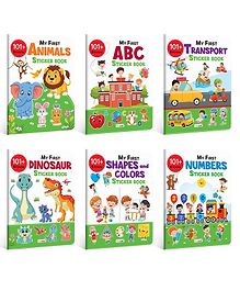 My First ABC, Animals, Numbers, Transport, Shapes & Colors and Dinosaur Sticker Book with 101+ Stickers | Combo of 6 sticker books | Activity Book for Children, kids activity book.