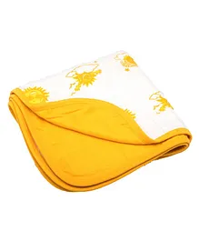Kaarpas Premium Organic Cotton 3 Layered Muslin Blanket Sun Print Large - White & Yellow