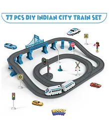 SANISHTH DIY Indian City Train Magnetic Connectors DIY Assembly Battery-Powered Track Car Set for Boys and Girls. ((DIY Train Set 77 Pcs.))