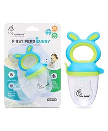 R for Rabbit First Feed Bunny Premium Soft Silicon Chewing Nibbler - Green  & Blue