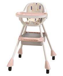 Multifunctional 3-in-1 High Chair With High Chair Normal Chair & Short Chair Convertibility - Pink