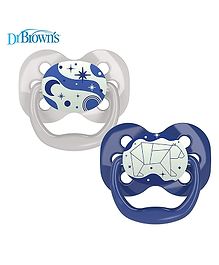 Dr. Brown's Advantage Pacifiers Stage 1 Glow in the Dark Pack of 2 - Blue