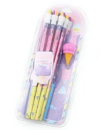 VELLIQUE Sweet Candy Themed Stationery Pencil and Eraser Set of 12