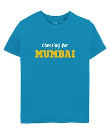 Zeezeezoo  IPL Theme Half Sleeves Cheering For Mumbai Printed Tee - Blue
