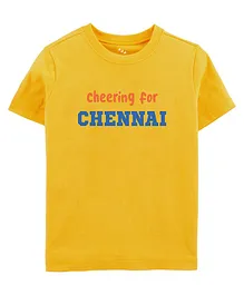 Zeezeezoo IPL Theme Half Sleeves Cheering For Chennai Printed Tee - Yellow