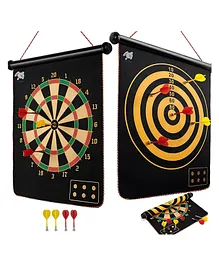 DOMENICO 12 Inch Magnetic Dart Board Game for Kids Double Sided Foldable Dart Board Game Toy for Kids with 4 Free Magnetic Darts