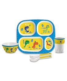 Cello Kidzbee Quadmeal Feeding Set of 5 Dino Print - Yellow