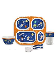 Cello Kidzbee Quadmeal Feeding Set of 5 Space Print - Blue