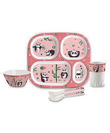 Cello Kidzbee Quadmeal Feeding Set of 5 Panda Print - Pink