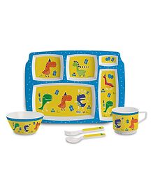 Cello Kidzbee Pentameal Feeding Set of 5 Dino Print - Yellow