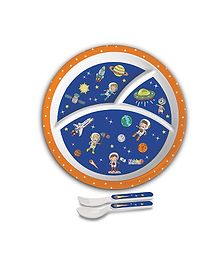 Cello Kidzbee Trioplate with Spoon and Fork Space Print - Blue