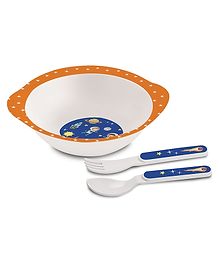 Cello Kidzbee Cereal Bowl with Spoon and Fork Space Print - Blue