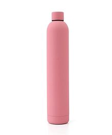 Kuber Industries Water Bottle|Vacuum Insulated |Hot & Cold Water Bottle | Smooth Rubber Finish Water Bottle | 1 Ltr|Pink