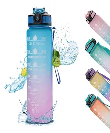 Kuber Industries Sipper Bottle 1 LTR|Motivational Water Bottle with Water Tracker & Time Marker|(Blue & Purple, 1 Piece)