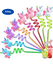 Puchku Kids unicorn straw for drinking , gifting , parties ( 4 Pieces