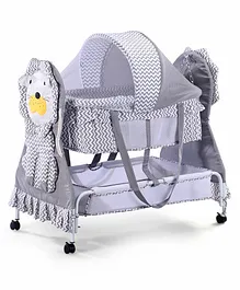 Baby Cradle with Mosquito Net & Storage
                        Lion Shaped - Grey| Wheels with Lock| Storage
                        Basket| Mesh Sides| Smooth Swing| Swing Lock|
                        Removable Canopy