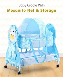 Baby Cradle with Mosquito Net & Storage
                        Lion Shaped - Blue| Wheels with Lock| Storage
                        Basket| Mesh Sides| Smooth Swing| Swing Lock|
                        Removable Mosquito Net
