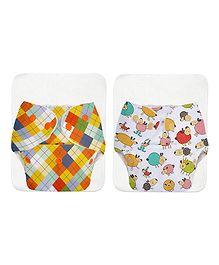 Superbottoms BAsIC Pack of 4 (2 shell & 2 Insert) Cloth Diaper For Baby with Quick Dry Pad - Multicolor