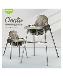 Baybee Clento 2 in 1 Baby High Chair for Kids, Baby Feeding Chair with 2 Height Adjustable, Footrest, Tray, Mobile Stand, 3 Point Safety Belt | Kids High Chair for Baby (Grey)