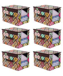 PrettyKrafts Premium Shirt Stacker Closet Organizer with Lid , Shirts and Clothing Organizer with Lids Pack of 6, Multi Checks