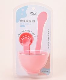 Facial Mask Bowl Set with Spoon Brush & Spatula - Pink