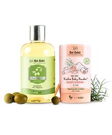 Nat Habit Baby Care Combo, Pure Baby Olive Oil - Massage Oil (100 ml) & Shwet Chandan Baby Powder (150 g)